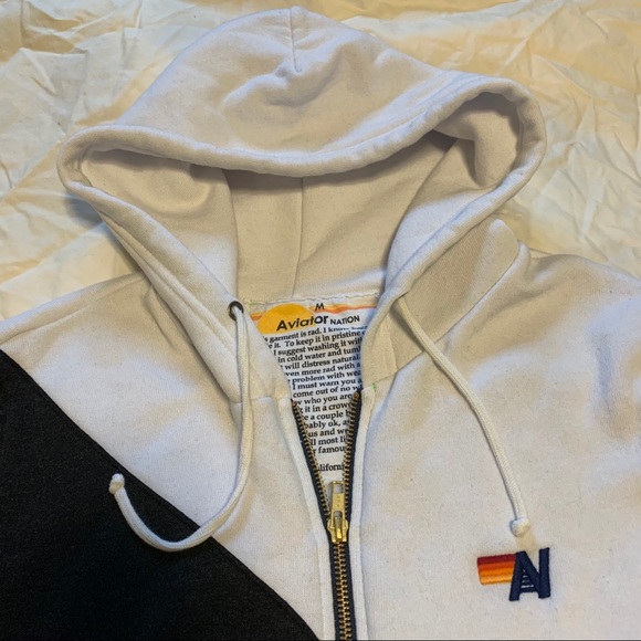 *SOLD* Aviator Nation Glider Zip Hoodie Medium Wh/Blk - Picture 4 of 13